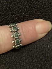 Vintage Fred Harvey Era Sterling Silver Green Turquoise Snake Eye Ring - Additional view 3
