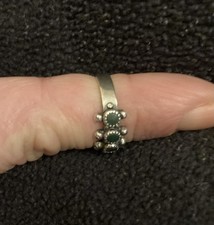 Vintage Fred Harvey Era Sterling Silver Green Turquoise Snake Eye Ring - Additional view 4