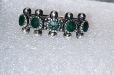 Vintage Fred Harvey Era Sterling Silver Green Turquoise Snake Eye Ring - Additional view 5