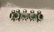 Vintage Fred Harvey Era Sterling Silver Green Turquoise Snake Eye Ring - Additional view 7