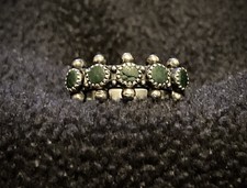 Vintage Fred Harvey Era Sterling Silver Green Turquoise Snake Eye Ring