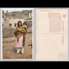 Antique Postcard Pueblo Woman and Child New Mexico Fred Harvey - Additional view 2