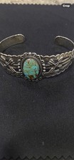Vintage Navajo “Fred Harvey Era” 1900-1950s Turquoise 925 Sterling Cuff Bracelet - Additional view 6