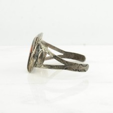 Fred Harvey Era Orange Petrified Wood Cuff Sterling Silver Bracelet - Additional view 6