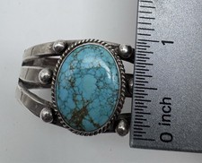 NATIVE AMERICAN NAVAJO BEAUTIFUL TURQUOISE & STERLING FRED HARVEY ERA CUFF - Additional view 3