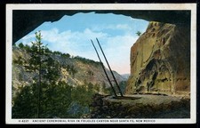1932 Fred Harvey Santa Fe NM Ceremonial Kiva in Frijoles Canyon Vintage Postcard
