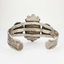 Stunning Antique Sterling Silver 925 Fred Harvey Green Turquoise Cuff Bracelet - Additional view 3