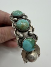 NATIVE AMERICAN NAVAJO OLD ROYSTON TURQUOISE & STERLING BRACELET FRED HARVEY ERA - Additional view 5