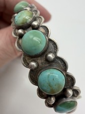 NATIVE AMERICAN NAVAJO OLD ROYSTON TURQUOISE & STERLING BRACELET FRED HARVEY ERA - Additional view 6