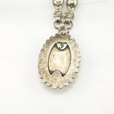 Fred Harvey Era Sterling Silver Green Tan Nephrite Jade Stone Floral Necklace - Additional view 7