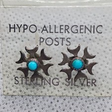 Vtg Fred Harvey Era Sterling Silver Whirling Log Post Stud Earrings - New NOS