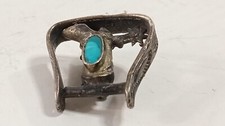 Navajo Fred Harvey Era Pin Brooch Cowboy Boot/Stirrup Turquoise Sterling Silver - Additional view 4