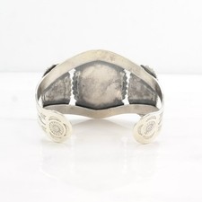 Fred Harvey Era Block Turquoise Stamped Sterling Silver Cuff Bracelet - Additional view 4