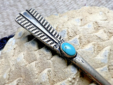 Vintage Southwestern TURQUOISE CABOCHON STERLING SPOON hand stamping Fred Harvey - Additional view 1