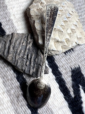 Vintage Southwestern TURQUOISE CABOCHON STERLING SPOON hand stamping Fred Harvey - Additional view 4