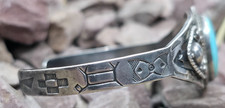 Early Old Vintage Fred Harvey Era Sterling Silver Turquoise Cuff Bracelet - Additional view 2