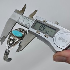 Early Old Vintage Fred Harvey Era Sterling Silver Turquoise Cuff Bracelet - Additional view 5