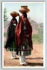 Fred Harvey Santa Clara Girls Returning From Village Well New Mexico Postcard