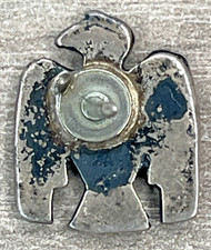 Vintage Thunderbird Tie Tack Fred Harvey Era Sterling Silver 925 Turquoise Inlay - Additional view 2