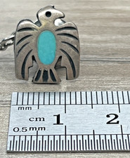 Vintage Thunderbird Tie Tack Fred Harvey Era Sterling Silver 925 Turquoise Inlay - Additional view 7