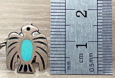 Vintage Thunderbird Tie Tack Fred Harvey Era Sterling Silver 925 Turquoise Inlay - Additional view 8
