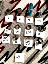 Lot of 13 Vtg SOUTHWESTERN STERLING SILVER rings 75g .925 Fred Harvey Bell Tradi - Additional view 2