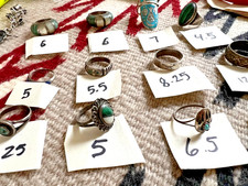 Lot of 13 Vtg SOUTHWESTERN STERLING SILVER rings 75g .925 Fred Harvey Bell Tradi - Additional view 3