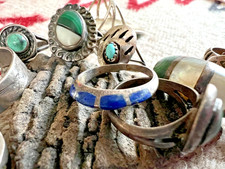 Lot of 13 Vtg SOUTHWESTERN STERLING SILVER rings 75g .925 Fred Harvey Bell Tradi - Additional view 7