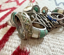 Lot of 13 Vtg SOUTHWESTERN STERLING SILVER rings 75g .925 Fred Harvey Bell Tradi - Additional view 8