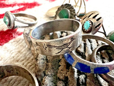 Lot of 13 Vtg SOUTHWESTERN STERLING SILVER rings 75g .925 Fred Harvey Bell Tradi - Additional view 9