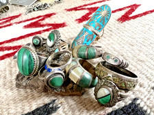 Lot of 13 Vtg SOUTHWESTERN STERLING SILVER rings 75g .925 Fred Harvey Bell Tradi - Additional view 10