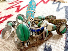 Lot of 13 Vtg SOUTHWESTERN STERLING SILVER rings 75g .925 Fred Harvey Bell Tradi