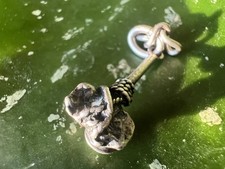 Vintage snake eye turquoise STERLING SILVER TOMAHAWK CHARM .925 Fred Harvey era - Additional view 2
