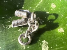 Vtg turquoise STERLING SILVER COWBOY CHAPS CHARM .925 Fred Harvey era Western - Additional view 3