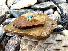 Huge vintage Fred Harvey Era bolo tie Midcentury MCM roadrunner turquoise 17