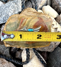 Huge vintage Fred Harvey Era bolo tie Midcentury MCM roadrunner turquoise 17