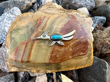 Huge vintage Fred Harvey Era bolo tie Midcentury MCM roadrunner turquoise 17