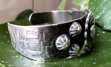 RARE FRED HARVEY ERA turquoise BLOOMING FLOWER cuff bracelet vtg sterling 6.5