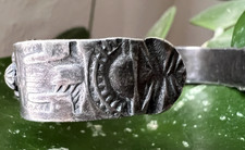 RARE FRED HARVEY ERA turquoise BLOOMING FLOWER cuff bracelet vtg sterling 6.5