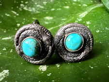 Vintage SOUTHWESTERN COILED SNAKE SCREWBACK EARRINGS Fred Harvey era 1/2"