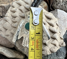 Vintage SOUTHWESTERN FRED HARVEY ERA bolo snake eye turquoise thunderbird 17.5