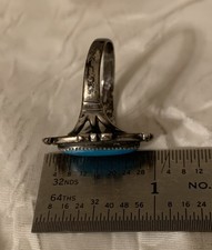 Fred Harvey Era Native American Sterling Silver Turquoise Ring 9.75 - Additional view 5