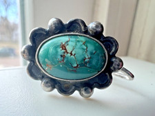 Vintage FRED HARVEY ERA HIGH GRADE TURQUOISE screwback earrings sterling READ - Additional view 3