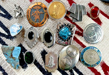 Lot of 15 SOUTHWESTERN BOLO SLIDES pendants only Fred Harvey Buffalo nickel
