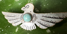 Vintage Fred Harvey era tourist eagle pin / brooch with turquoise Southwestern