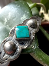 Old Pawn Vintage FRED HARVEY ERA TURQUOISE CUFF CHILD BRACELET sterling 4.75