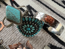 Vintage 18-PIECE lot jewelry tourist concho belts cuffs some Fred Harvey era - Additional view 9