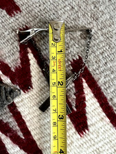 Vintage FRED HARVEY ERA SNAKE EYE TURQUOISE sterling abstract tipi tie bar clip - Additional view 5