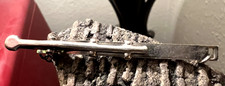 Vintage FRED HARVEY ERA SNAKE EYE TURQUOISE sterling abstract tipi tie bar clip - Additional view 6