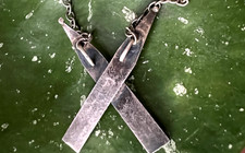 Vintage FRED HARVEY ERA SNAKE EYE TURQUOISE sterling abstract tipi tie bar clip - Additional view 7